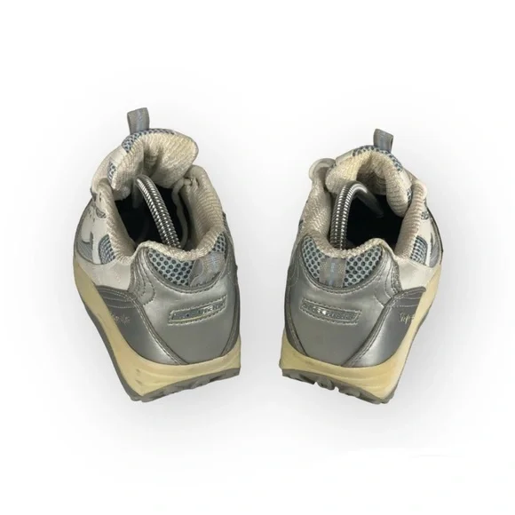 Skechers Shape-Ups Leather Walking Fitness Shoes Silver Blue Off-White Gray - Picture 9 of 13
